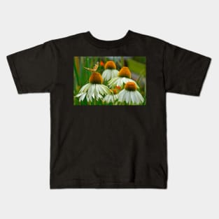 White Swan Echinacea with Butterfly Kids T-Shirt